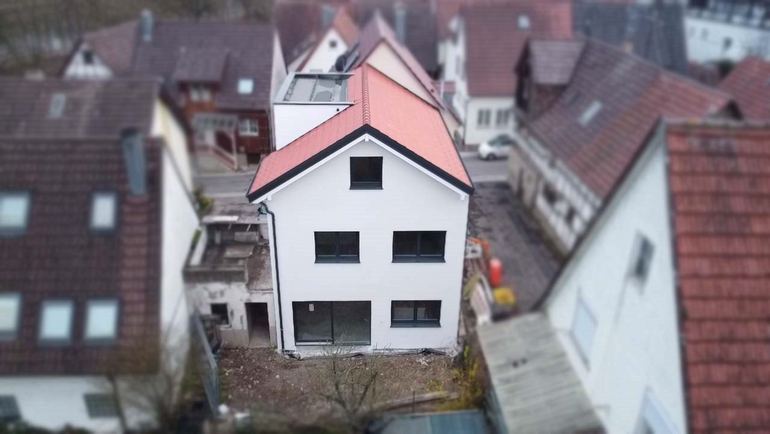 Neubau eines Einfamilienhauses in Holzständerbauweise, Walheim – Bild 1